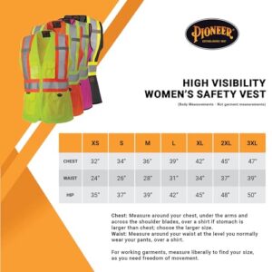 Pioneer Safety Vest for Women with Pockets - Hi-Vis Reflective Tape - for Construction - Yellow/Green