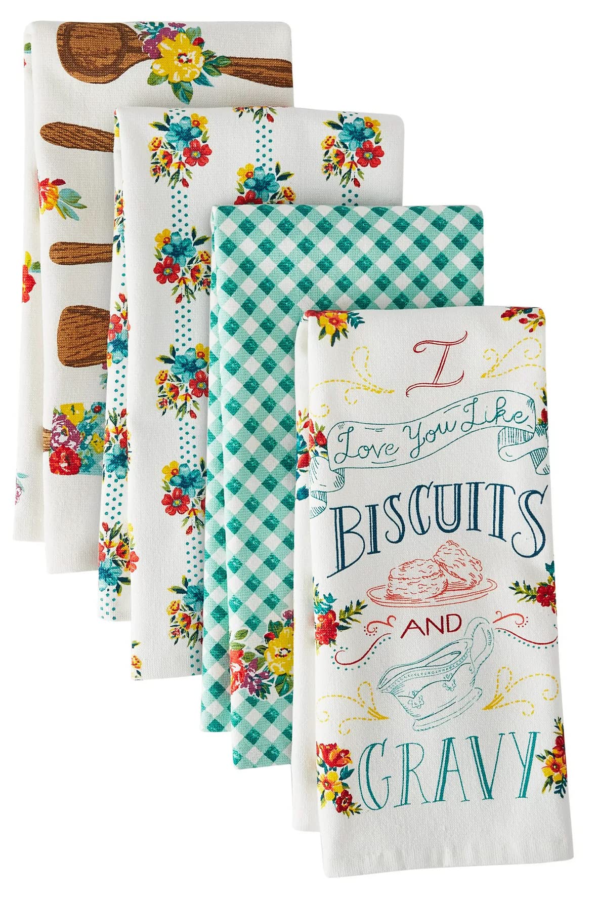 The Pioneer Woman Cotton Kitchen Terry Towels Set of 4 Biscuits and Gravy