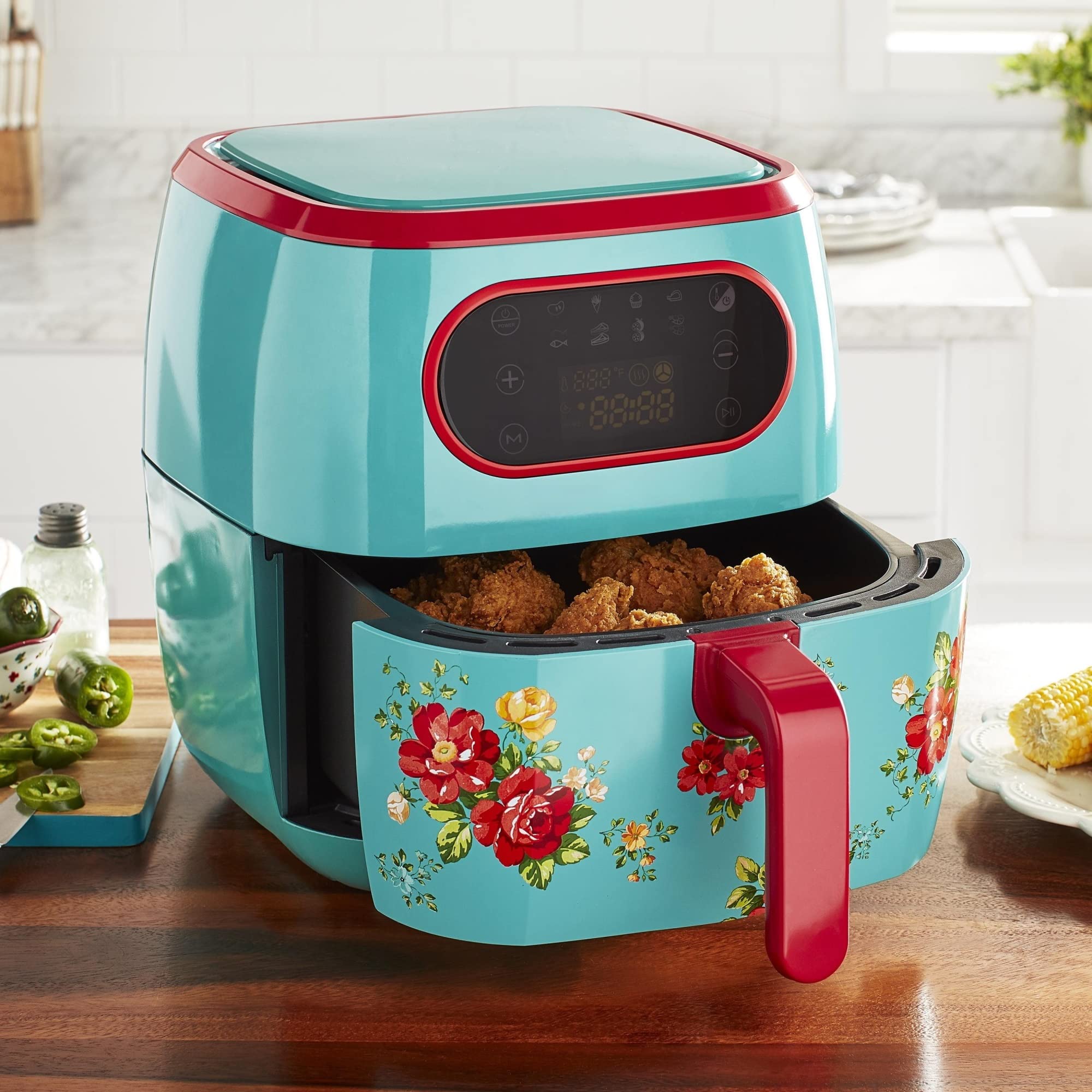 The Pioneer Woman Vintage Floral 6.3 Quart Air Fryer with LED Screen, 13.46"