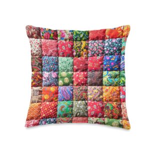 pioneer country farm gifts traditional patchwork quilt print throw pillow