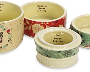 Pavilion Gift Company Live Simply Floral Mason Jar Measuring Cups, Multicolor