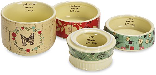 Pavilion Gift Company Live Simply Floral Mason Jar Measuring Cups, Multicolor