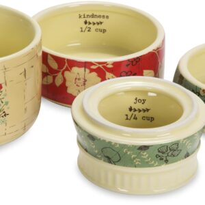 Pavilion Gift Company Live Simply Floral Mason Jar Measuring Cups, Multicolor