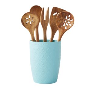 liphontcta the pioneer woman 6-piece fleur utensil crock with wood tools