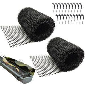 2-pack plastic gutter guard mesh roll 6” x 20ft rain gutter leaf guard-stop clogged gutters-with 20 clip fixed hooks.diy gutter protection.