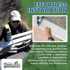 FlowGuard Premium 50-Year Gutter Cover System - White - 5 Inch Aluminum Gutter Guards, 102 Feet - By FlexxPoint