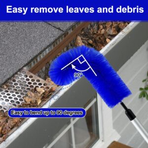 Layhit Gutter Cleaning Brush Extendable Guard Cleaner Tool with 6 Pcs Aluminum Extension Pole Long Splicing Gutter Cleaning Tools from the Ground for Easy Removing Leaves and Debris Cleaner (Blue)