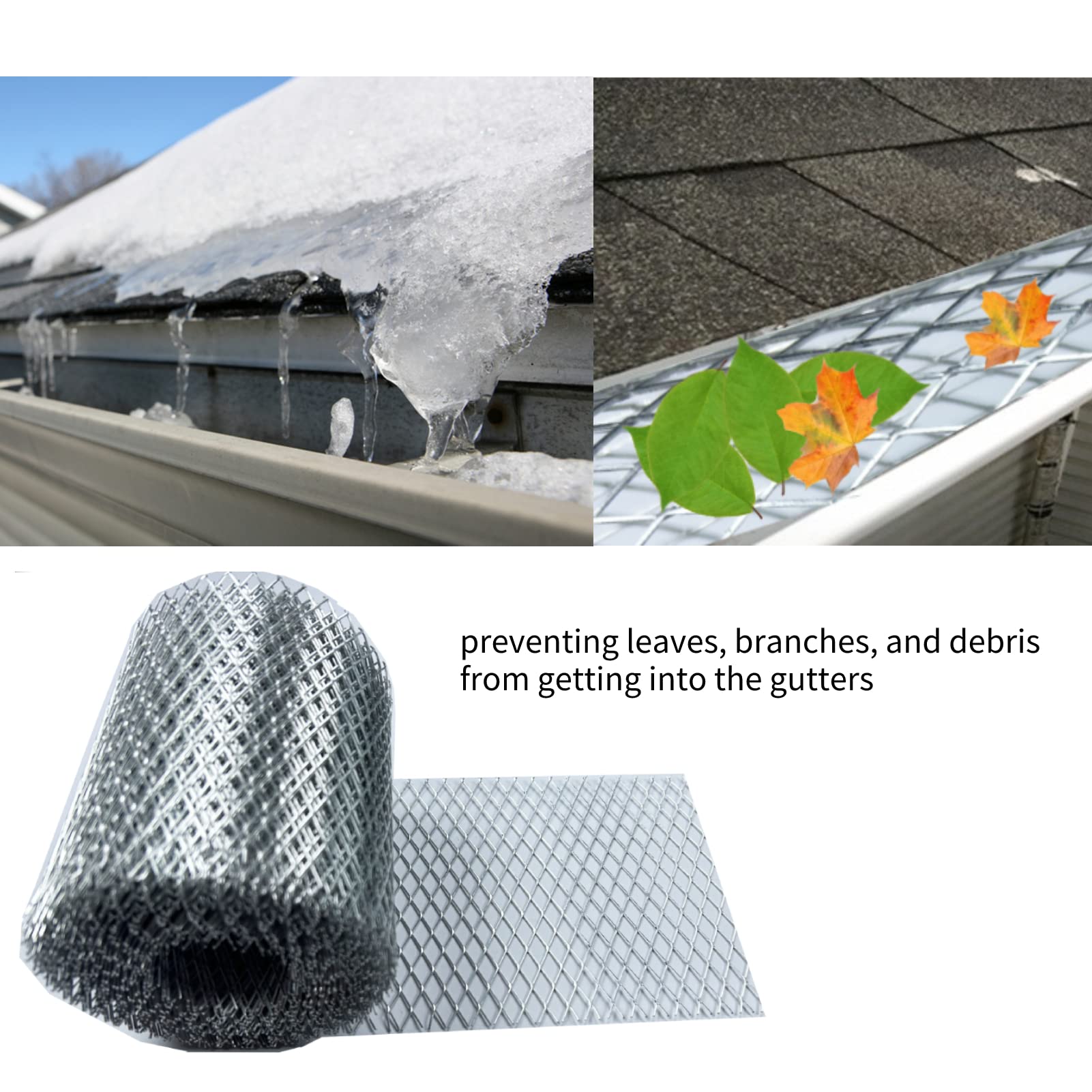 Gennbaray Leaf filter gutter protection Leaf filter gutter guards Aluminum gutter guard 5.9inch*33ft Rain gutter covers Leaf filter for gutters Gutter Screen mesh Roll