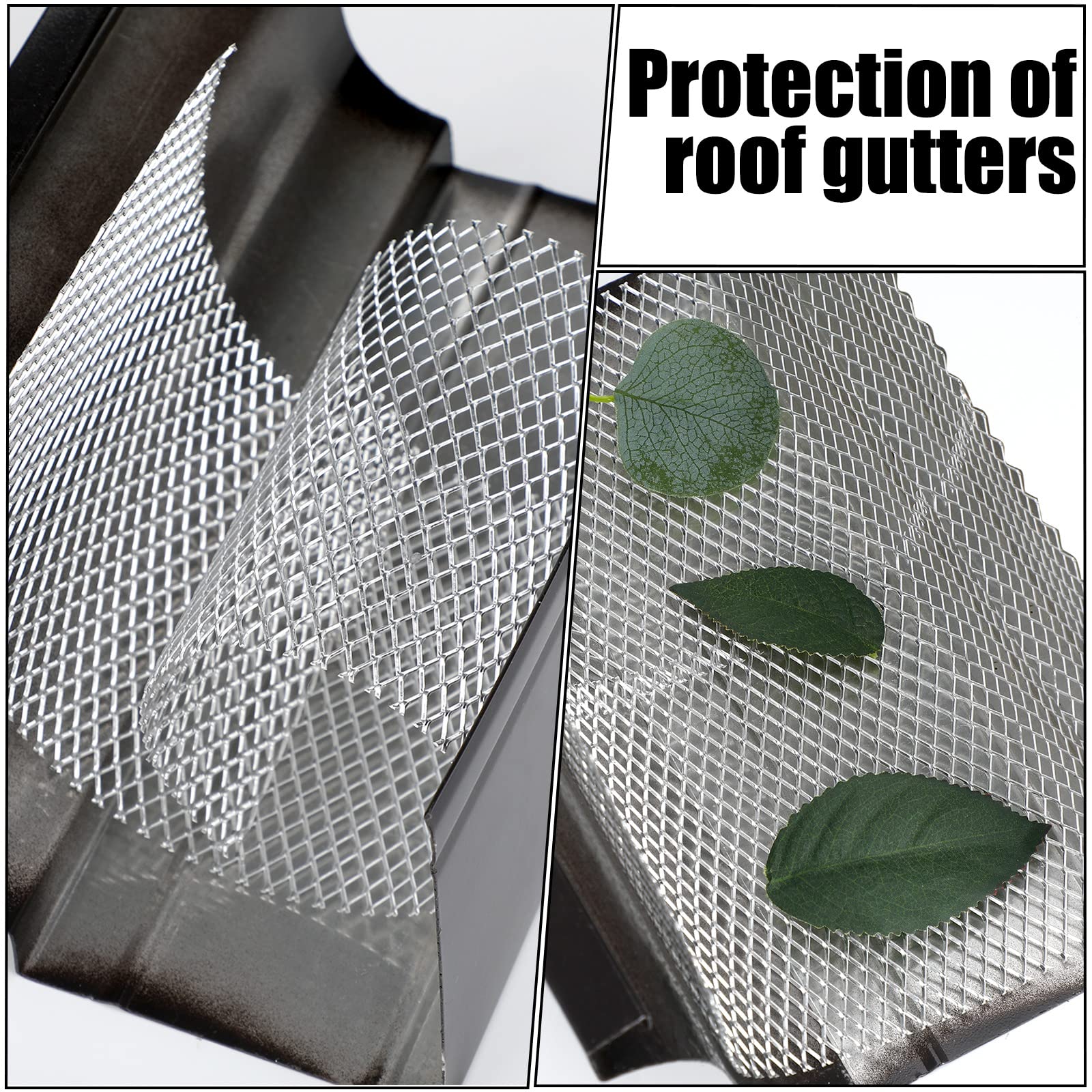 Gutter Guard Mesh 5 Inch x 20 Feet Aluminum Gutter Guard from Leaves Gutter Covers Screen Leaf Gutter Guard Protection for DIY Cutting Leaf Rain Gutter Guards, Silver