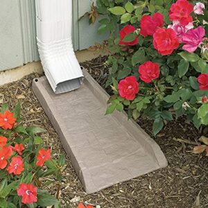 Suncast Durable Decorative Rain Gutter Downspout Erosion Prevention, Water Guard Diverter Catch Basin Tray Splash Block, Light Taupe (6 Pack)