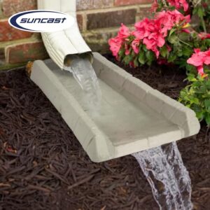 Suncast Durable Decorative Rain Gutter Downspout Erosion Prevention, Water Guard Diverter Catch Basin Tray Splash Block, Light Taupe (6 Pack)