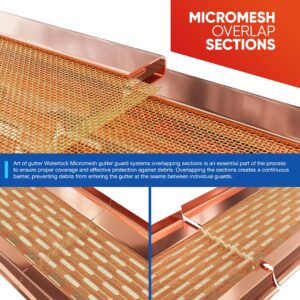 Waterlock Flat Under The Shingle Micromesh Gutter Guards in Copper for Half Round Gutter, 5 inch, 6 inch, 7 Inch Box Gutters, Commercial Gutters, Premium Quality Gutters from Manufacturer (25 Feet)