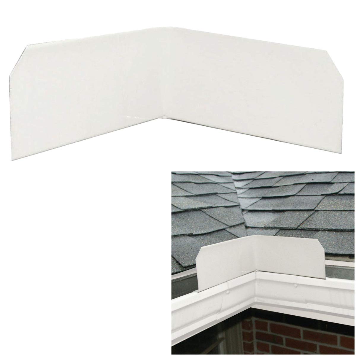 WholesalePlumbing Supply 6-Pack Aluminum Roof Valley Splash Shield Gutter Guard, White (2G754G0-6)