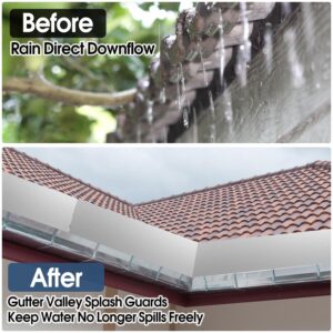 Gutter Valley Splash Guards Rain Downspout Diverter Valley Roofing Gutter Guards Rain Drip Gutter Guard Roof Rain Diverter for House Roofs Corner (6)