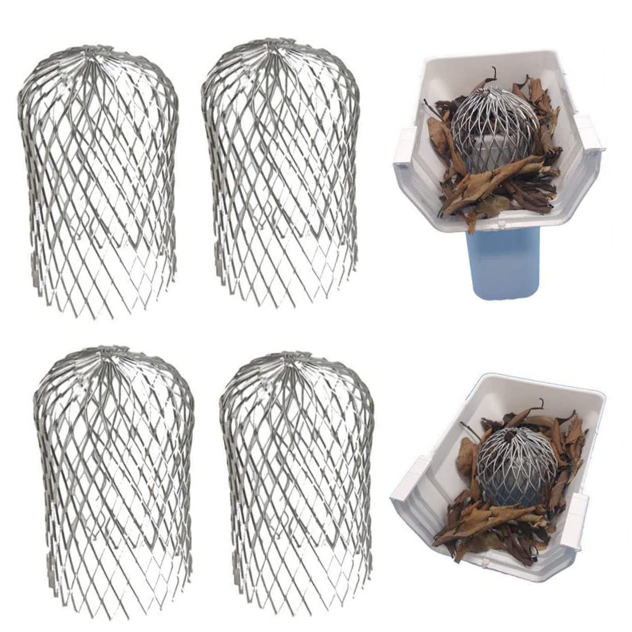 Angoily Aluminum Downspout Filter 6 Pcs Leaf Filter Gutter Downspout Diverter Downspout Filter Cover Drain Strainer Downspout Aluminium Filter Strainer Flexible Filter Material Aluminum