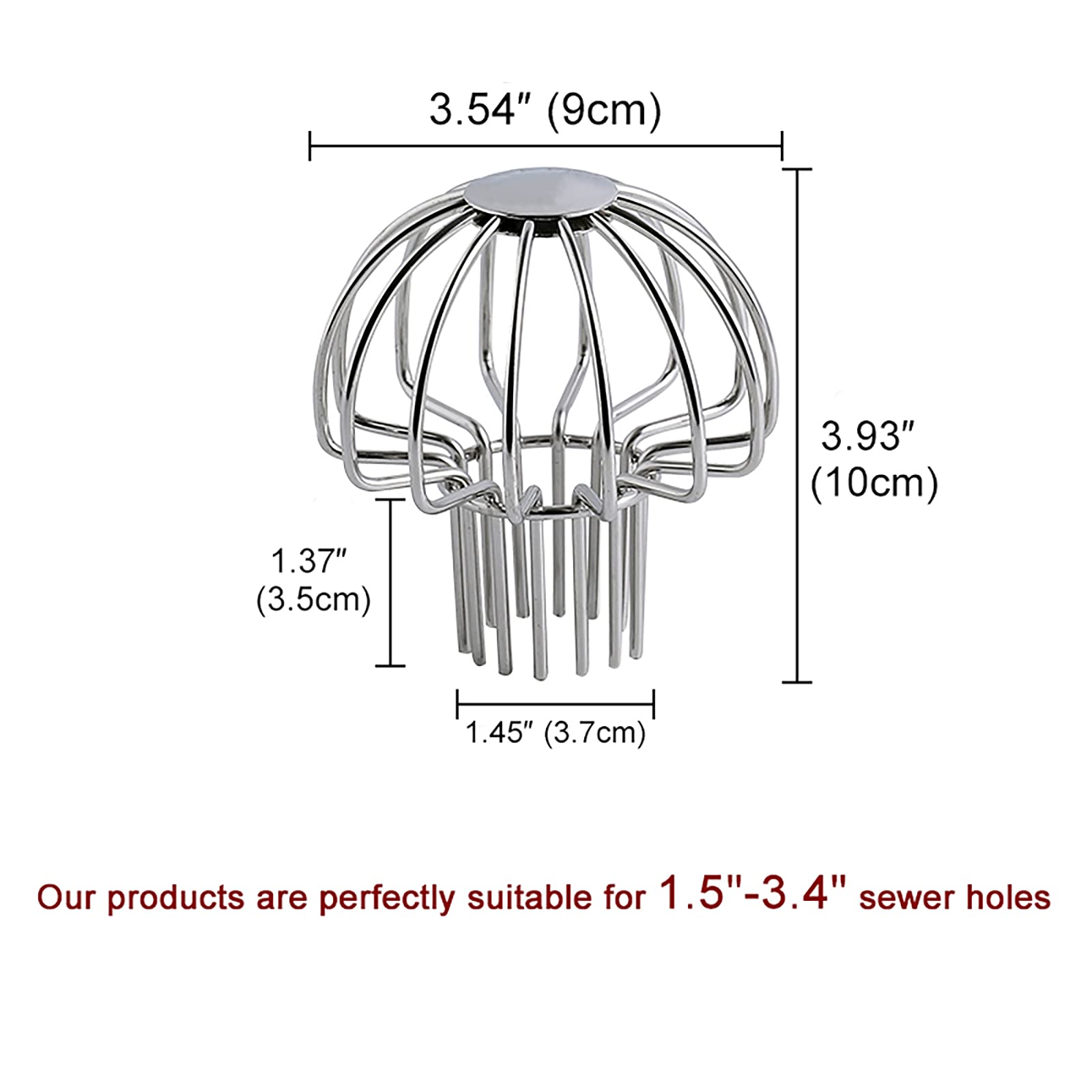 SHUGUANGGUDE Gutter Guard 304 Stainless Steel Outdoor Roof Drain Anti-Blocking Line Cap, Mushroom Type Drainage Gutter Guard Filter, Gutter Cleaning Tool, for Stops Leaves Seeds and Other Debris,2in