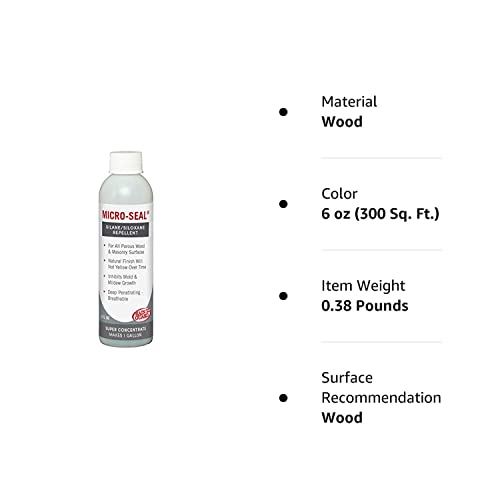 RAIN GUARD PRO CR-0359 MICRO-SEAL 6 oz Concentrate Makes 1 Gallon -Clear Natural Finish -All Purpose Deep Penetrating Water Repellent Protection For Wood, Concrete and Masonry Surfaces - Pro Approved