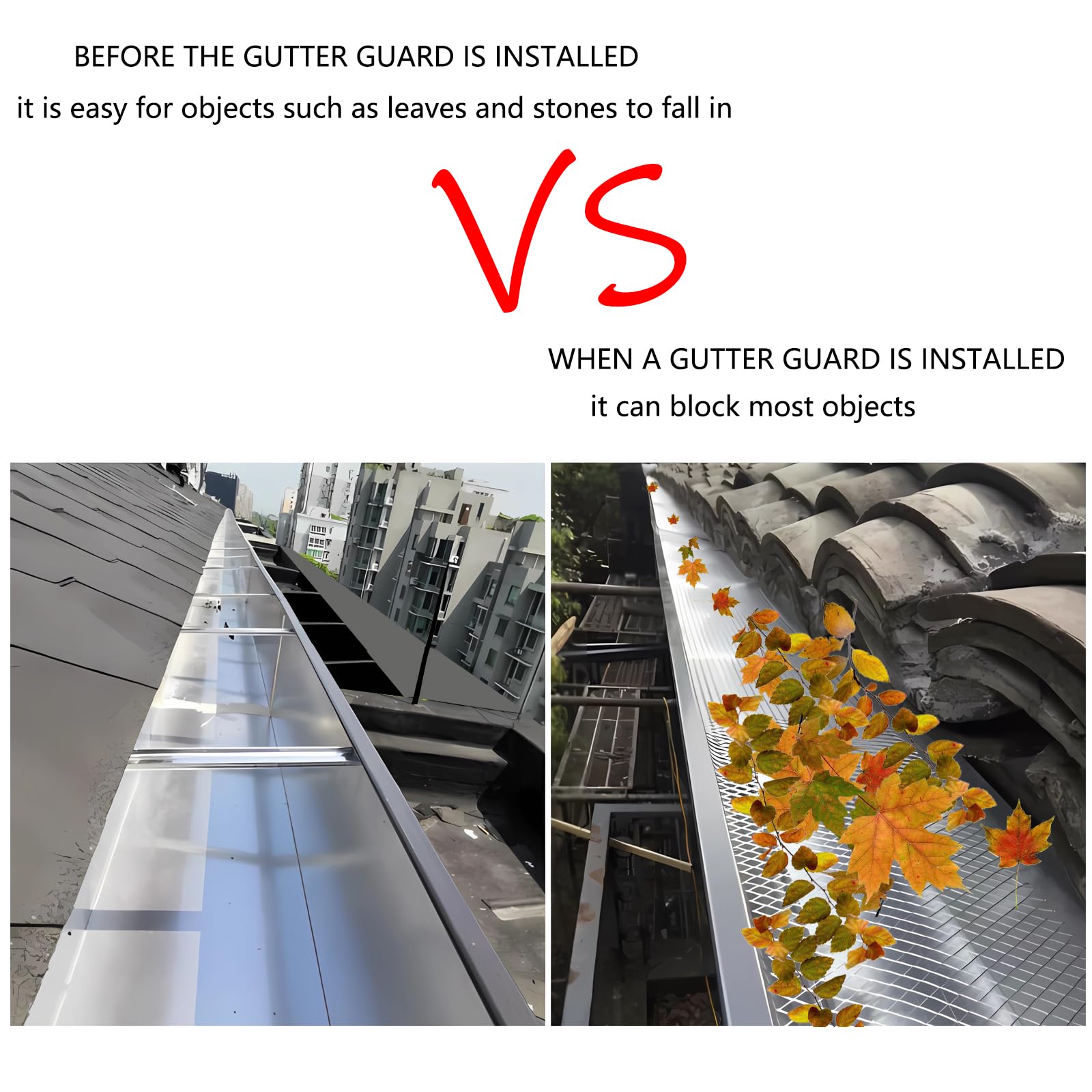 Aluminum Gutter Guard Mesh 5 Inch x 20 Feet with Anti-Scratch Gloves, Roof Gutter Filters Durable Leaf Guards for Gutters Strainer Stop Leaf Blockage Drain Pipe Net Cover (Silver, one Rolls)