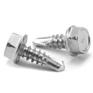 #8 x 1/2" Sheet Metal Screws 100PCS 410 Stainless Steel Hex Washer Head Fast Self Tapping Screws by SG TZH