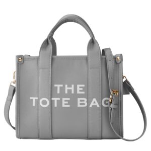 tote bag for women, the tote bag with zipper, trendy personalized oversized medium pu leather tote bag top-handle shoulder crossbody bags.（medium-grey）