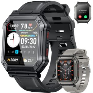 smart watch for men fitness tracker: (make/answer call) bluetooth tactical military smartwatch for android phones iphone outdoor waterproof digital sport run watches heart rate monitor step counter