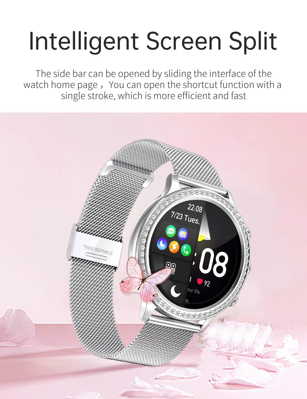 Smart Watches for Women with Blood Pressure (Answer/Make Call), 1.32'' Bluetooth Smartwatch for Android iPhone Compatible, Fitness Tracker with Heart Rate, Blood Oxygen, Sleep Monitor, Best Gifts