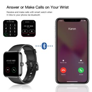 EURANS Smart Watch 42mm Bluetooth Calling (Answer/Make Call) HD Touch Screen IP68 Waterproof Fitness Tracker for Android and iOS Phones, Blood Oxygen & Heart Rate Monitor, Sleep Tracking for Men Women