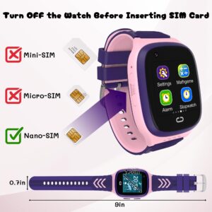 Spodus Smart Watch for Kids with GPS Tracker Cell Phone Watch for Girls 5-12 Video Call Watch with One-Key SOS Call Pedometer Alarm for Kids (Including SIM Card)