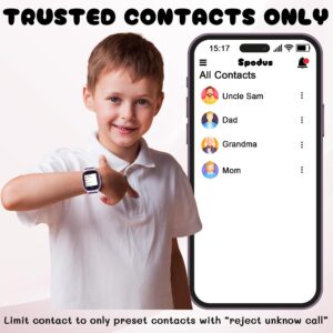 Spodus Smart Watch for Kids with GPS Tracker Cell Phone Watch for Girls 5-12 Video Call Watch with One-Key SOS Call Pedometer Alarm for Kids (Including SIM Card)