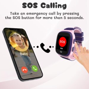 Spodus Smart Watch for Kids with GPS Tracker Cell Phone Watch for Girls 5-12 Video Call Watch with One-Key SOS Call Pedometer Alarm for Kids (Including SIM Card)