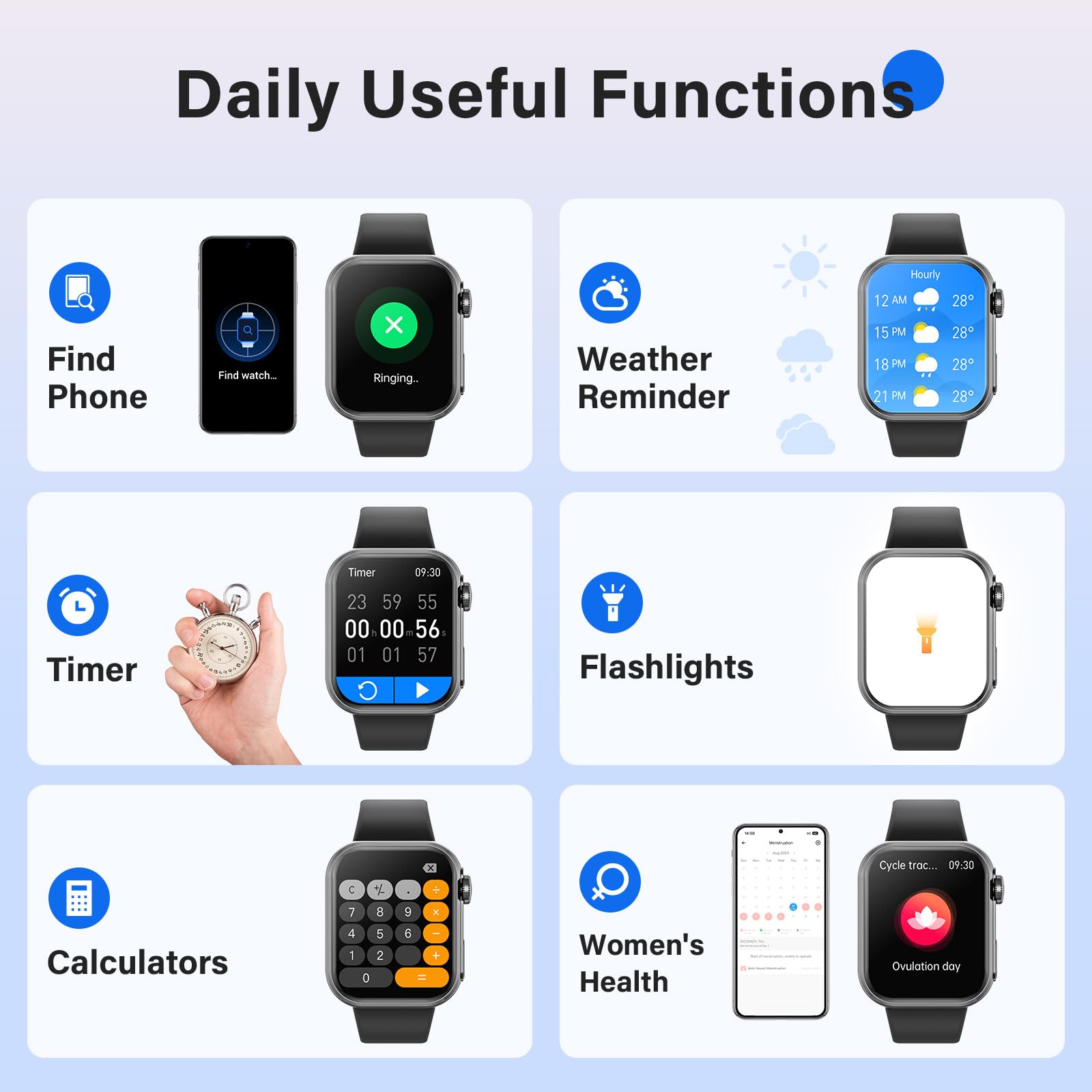 Smart Watch for Men Women(Answer/Make Call),1.95" Touch Screen Activity Tracker, IP68 Waterproof Fitness Watch with Heart Rate Sleep Pedometer Calorie Monitor, Smartwatch for Android and iOS Phones