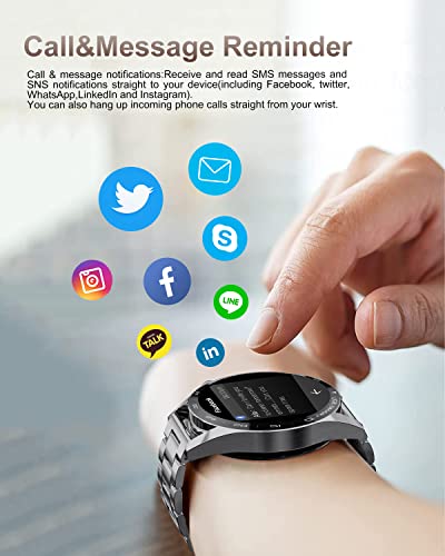 LIGE Smart Watch for Men Bluetooth Call Answering, Fitness Tracker Watch with Heart Rate/BP/Sleep Monitor Step Counter, 2023 1.3'' HD Full Touch Screen Waterproof Smartwatches for iPhone Android