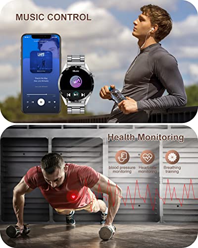 LIGE Smart Watch for Men Bluetooth Call Answering, Fitness Tracker Watch with Heart Rate/BP/Sleep Monitor Step Counter, 2023 1.3'' HD Full Touch Screen Waterproof Smartwatches for iPhone Android