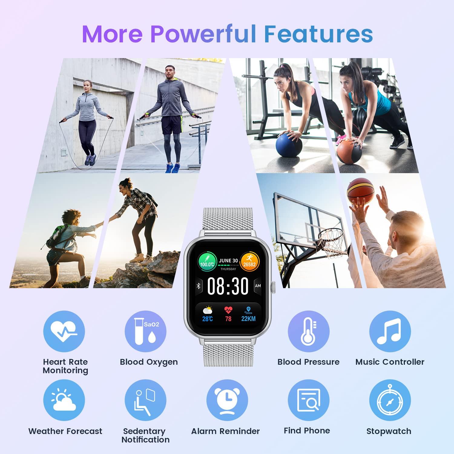 Smart Watch for Men Women Fitness: 1.83 Inch Bluetooth Call Smartwatch with Blood Oxygen Blood Pressure Monitor Compatible with Android Ios 100+ Sports Mode Heart Rate Monitor Step Counter IP67 Watch