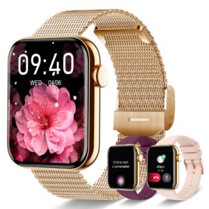 innofovo smart watches for women (answer/make calls), 1.85" smart watch for android ios phones waterproof smartwatch fitness tracker with heart rate sleep monitor pedometer fitness watch, gold