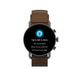 Skagen Falster Men's Gen 6 Stainless Steel Smartwatch Powered with Wear OS by Google with Speaker, Heart Rate, GPS, NFC, and Smartphone Notifications, Color: Smoke/Tan (Model: SKT5304V)