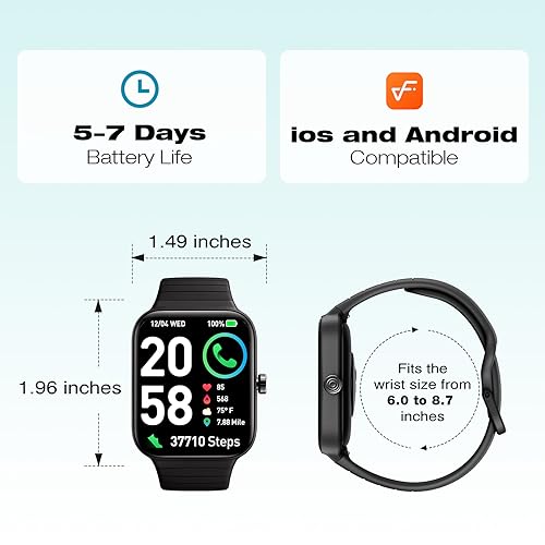 Quican Smart Watch for Women Answer/Make Calls, 1.83'' Fitness Tracker Watch Alexa Built-in, Sleep Heart Rate Monitor, 2024 Ladies Smartwatches 120 Sport Modes 110 Dials, for Android iOS Phone Dark