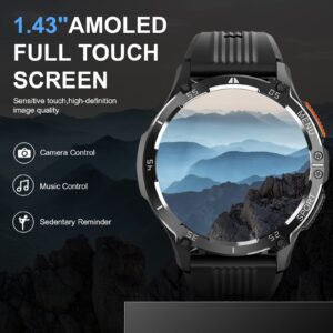 Smart Watches for Men(Answer/Dial Calls),1.43" HD AMOLED Tactical Military Watch, Rugged Fitness Watch for Android and iOS Phones with Heart Rate Sleep Monitor, Blood Oxygen, IP67 Waterproof,Gray