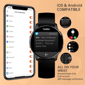 Colesma Smart Watch(Answer/Make Call) for Men Women Android iOS Phones,Waterproof Smartwatch with Fitness Tracker,Health Monitoring Blood Pressure Heart Rate SPO2,1.32" Black Metal Watch