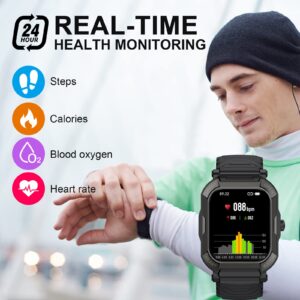 1.91'' Military Smart Watch for Men Phone Call (Dial/Receive) Smartwatch, Fitness Tracker, Compatible for Android iOS Phones, 113 Sport Modes Activity Health Monitor Notification/Reminder