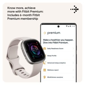 Fitbit Sense 2 Advanced Health and Fitness Smartwatch with Tools to Manage Stress and Sleep, ECG App, SpO2, 24/7 Heart Rate and GPS, Lunar White/Platinum, One Size (S & L Bands Included)