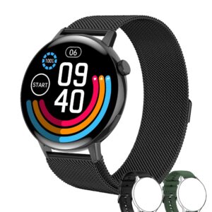 HOK Smart Watch 2023 Bluetooth Call & Text Receive/Dial Smartwatch for Android & iOS Phone with 1.32’ HD Screen Fitness Tracker with Heart Rate Sleep Monitor Pedometer Waterproof for Women Men（Black）