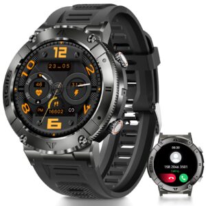 eigiis smart watch for men 1.32” hd rugged military smart watch (answer/make calls) outdoor sports watch fitness tracker with heart rate sleep monitor tactical smartwatch for iphone android