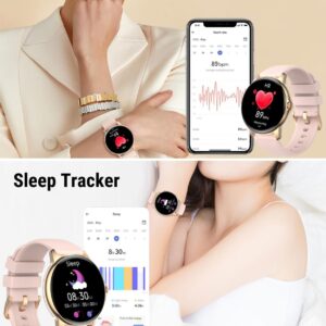 Holiday Smart Watches for Women with Answer Make Calls, 1.32" Ladies Fitness Watch with Heart Rate Monitor Sleep Step Counter Tracker, IP68 Waterproof Smartwatch for Android iOS Phone (2 Straps)