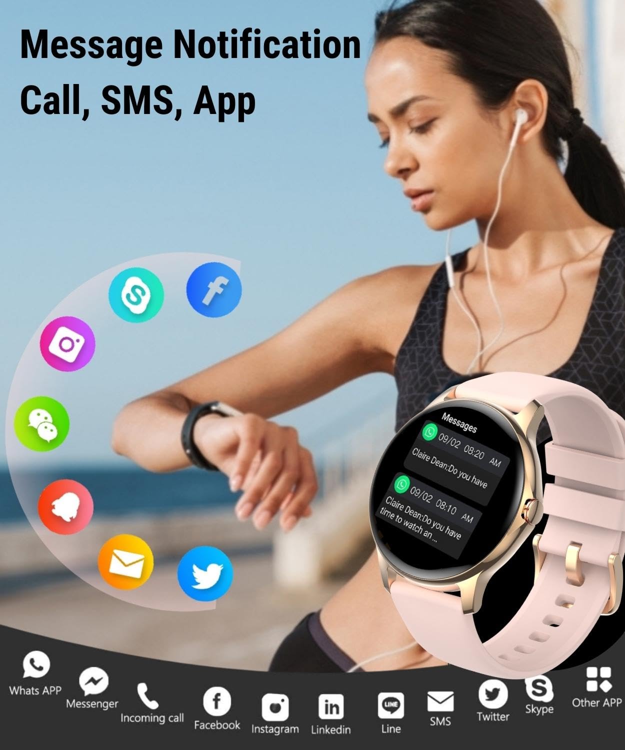 Holiday Smart Watches for Women with Answer Make Calls, 1.32" Ladies Fitness Watch with Heart Rate Monitor Sleep Step Counter Tracker, IP68 Waterproof Smartwatch for Android iOS Phone (2 Straps)