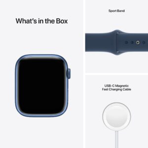 Apple Watch Series 7 (GPS, 45MM) - Blue Aluminum Case with Abyss Blue Sport Band (Renewed Premium)