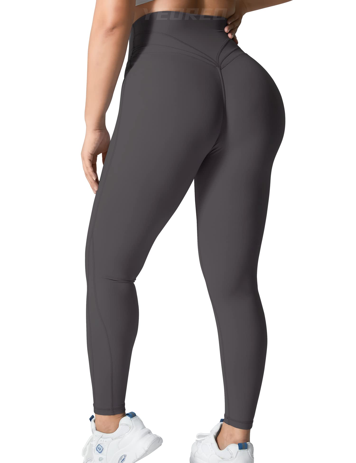 YEOREO Grace Workout Leggings for Women Butt Lifting Tummy Control High Waist Gym Yoga Compression Pants Dark Grey M