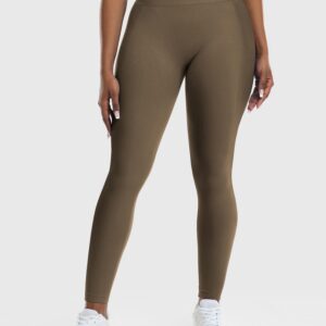 YEOREO Amplify Leggings for Women Seamless Scrunch Leggings Butt Lifting Gym High Waisted Athletic Leggings Coffee