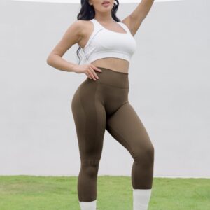 YEOREO Amplify Leggings for Women Seamless Scrunch Leggings Butt Lifting Gym High Waisted Athletic Leggings Coffee