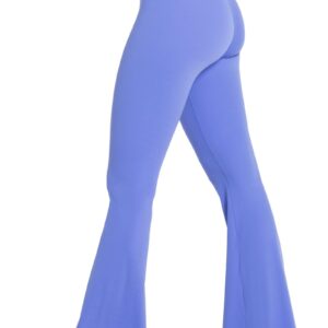 Sunzel Flare Leggings, Crossover Yoga Pants with Tummy Control, High Waisted and Wide Leg, No Front Seam Periwinkle Medium